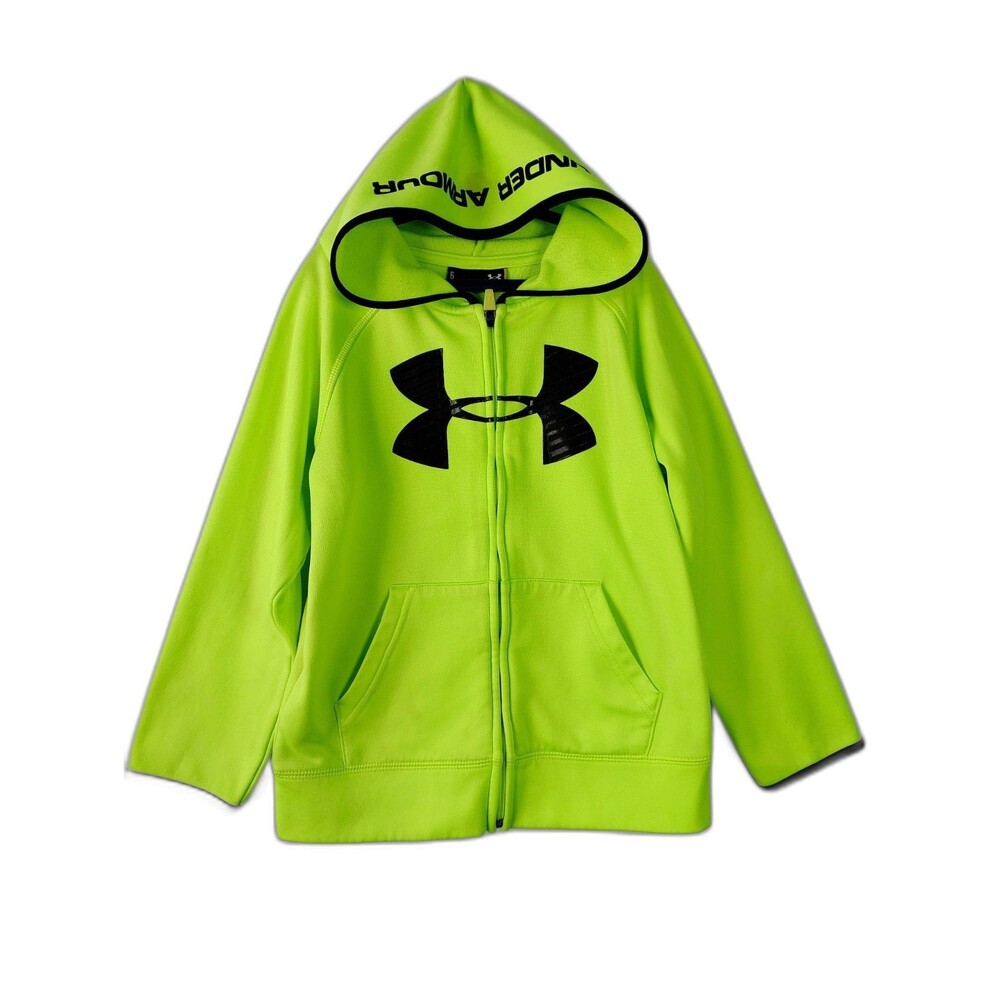 Under Armour Jacket Sweatshirt - Kids Zip Up Hooded Neon Yellow, Size 6-6T